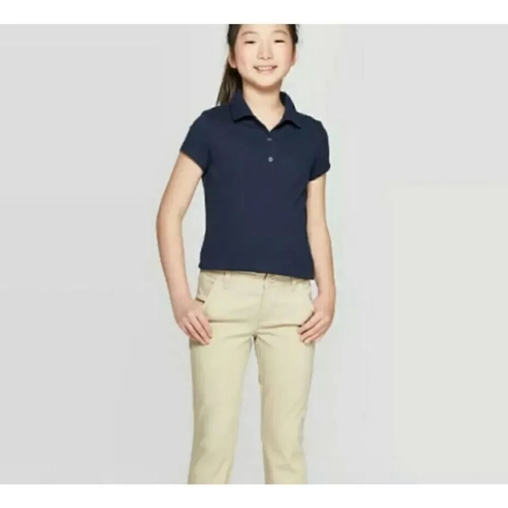 NWT Girls Cat & Jack Navy Blue School Uniform Polo Shirt - Sz L 12/14